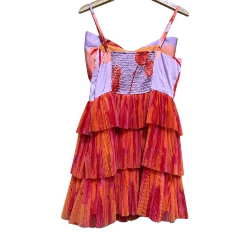 Anthropologie Hutch 6 Tier Tulle Mini Dress Orange Floral Bow Party Cocktail - Picture 2 of 12
